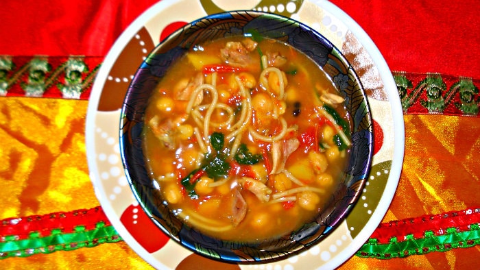 Harira is a hearty Moroccan soup.