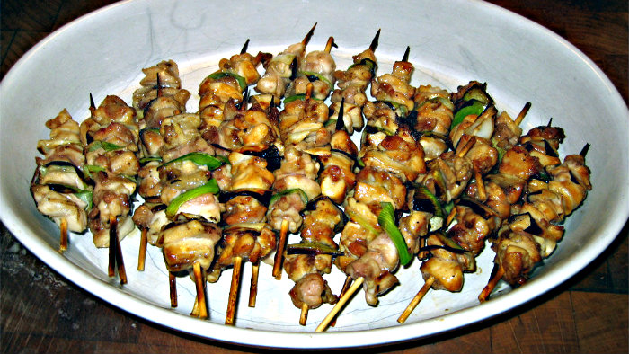 All parts of chicken can be used for yakitori.