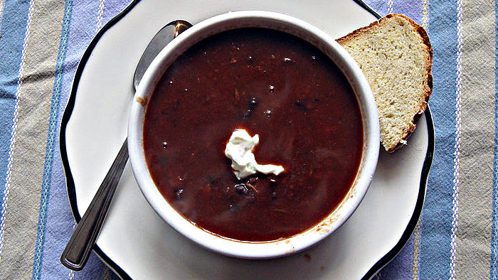 Sopa negra is a traditional Costa Rican soup.