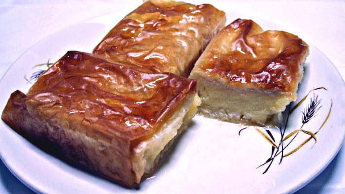 Bourekas is a phyllo pastry with cheese and vegetables.