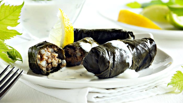 Grape leaves stuffed with meat, rice, onions are called dolma.