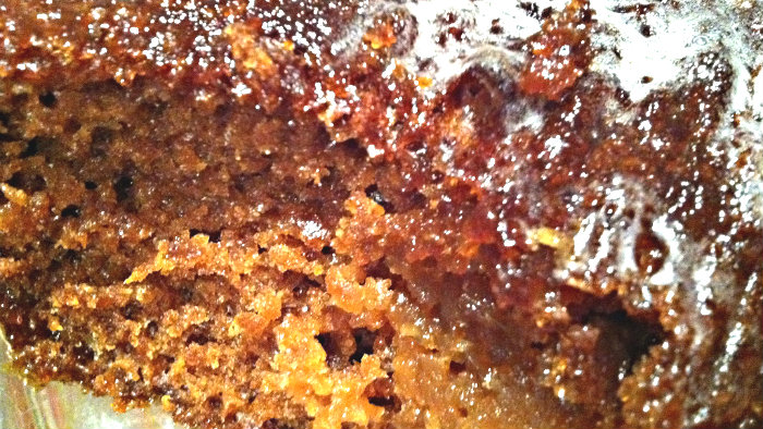 Malva pudding is a very sweet dessert with apricot jam and hot cream sauce.