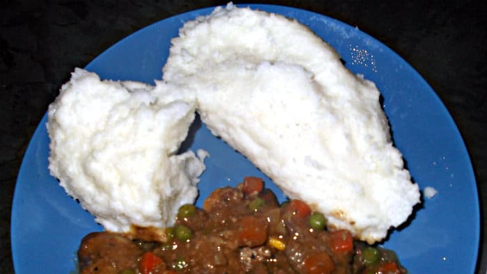 Pap is served with curries and other sauces.