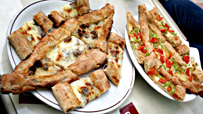 Pide is easy to eat on the run because of its shape.