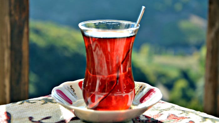 Turkish tea is traditionally served in small glasses.