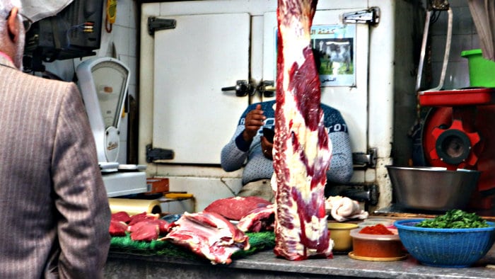 Selling meat in the Fez Medina