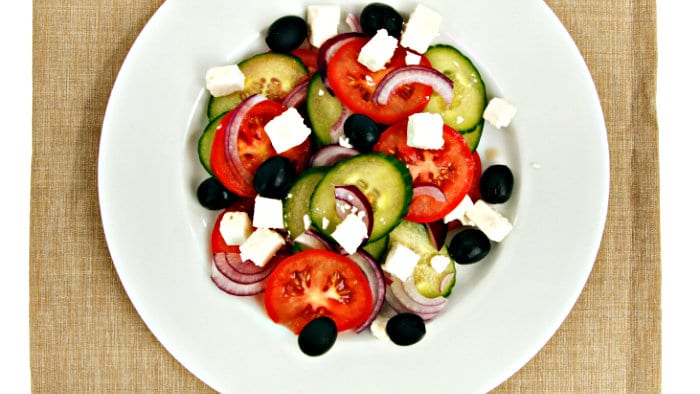 Greek salad is easy to make.